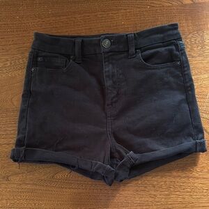 American Eagle Outfitters Black Jean Shorts Next Level Stretch Cuffed 4